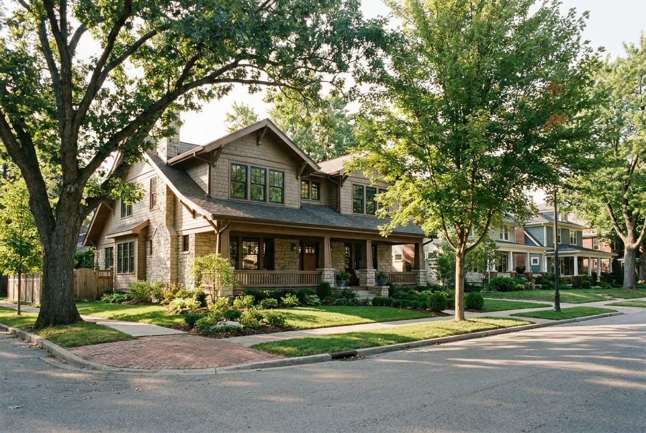 Waterloo home with new replacement windows on a tree-lined street